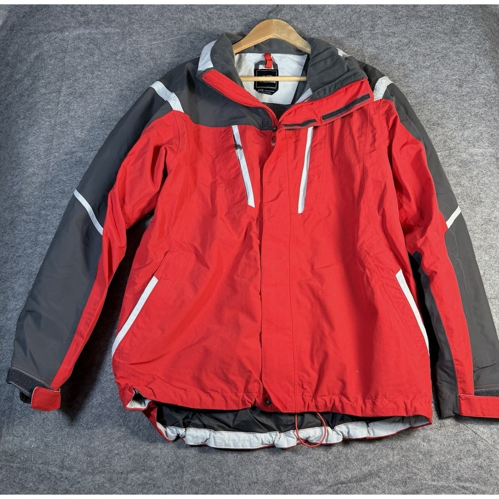 The‎ North Face Mens Hooded Jacket Red Gray Reflective Zip Outdoor Winter